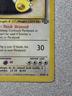 Snorlax - RARE Ink Misprint Error, Unlimited, Jungle, 27/64 (Pokemon TCG, 1999) - Image 3