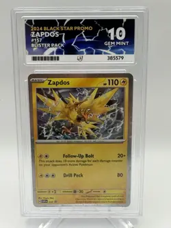 2024 POKEMON BLACK STAR PROMO #157 ZAPDOS THREE PACK BLISTERS ACE 10 GEM MINT - Image 1