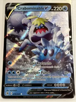 Crabominable V 076/264 SWSH08: Pokemon Fusion Strike Ultra Rare Holo NM! - Image 1