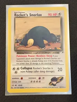 Pokemon TCG - Rocket's Snorlax 33/132 Unlimited Rare - Gym Heroes - LP+ - Image 1