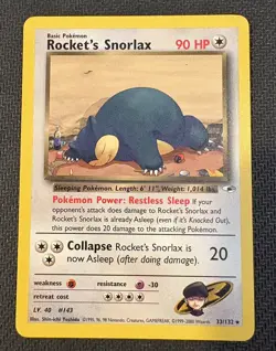 Pokemon TCG - Rocket's Snorlax 33/132 Unlimited Rare - Gym Heroes - LP+ - Image 2
