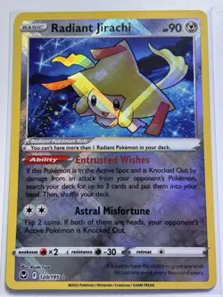 Radiant Jirachi Pokemon Silver Tempest 120/195 Radiant Rare NM - Image 1