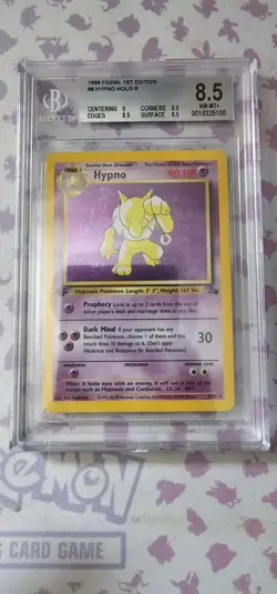 Pokemon Fossil Hypno 8/62 1st Edition Holo Rare BGS 8.5 - Image 1