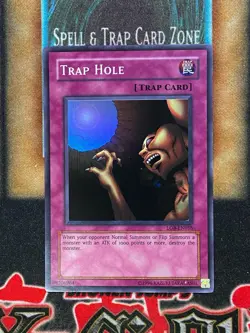 Yugioh Trap Hole LOB-EN058 Super Rare Worldwide Print LP - Image 1
