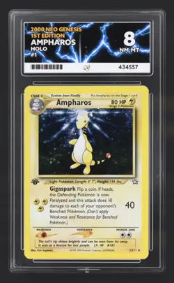 Ampharos 1/111 Neo Genesis Holo - ACE Graded 8 - Vintage WOTC Pokemon Card - Image 1