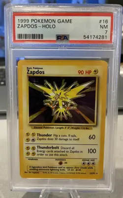 Pokemon TCG 1999 Zapdos Holo Base Set PSA 7 16/102 Electric Rare Card - Image 1