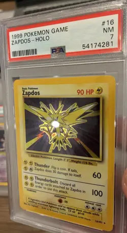 Pokemon TCG 1999 Zapdos Holo Base Set PSA 7 16/102 Electric Rare Card - Image 3