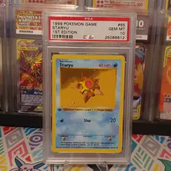 PSA 10 Gem Mint Staryu 1st Edition Base Set Shadowless 1999 Pokemon Card 65/102 - Image 1