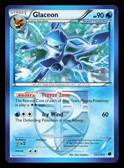 Glaceon 23/116 Rare Non-Holo Plasma Freeze Pokemon Card - Image 1
