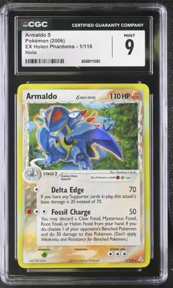CGC 9 MINT Armaldo 2006 EX Holon Phantoms 1/110 Holo Pokemon Card - Image 1