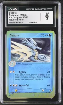 CGC 9 MINT Seadra 2003 EX Dragon 40/97 Reverse Holo Pokemon Card - Image 1
