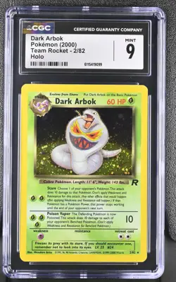 CGC 9 MINT Dark Arbok 2000 Team Rocket 2/82 Holo Pokemon Card - Image 1