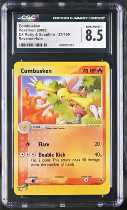 CGC 8.5 Combusken 2003 EX Ruby & Sapphire 27/109 Reverse Holo Pokemon Card - Image 1