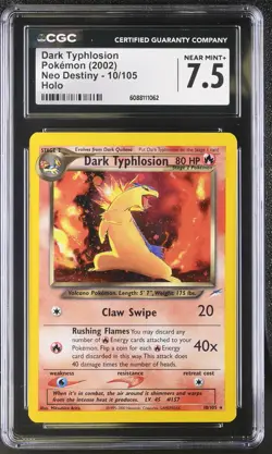 CGC 7.5 Dark Typhlosion 2002 Neo Destiny 10/105 Holo Pokemon Card - Image 1