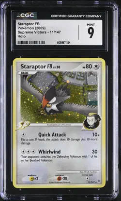 CGC 9 MINT Staraptor FB 2009 Supreme Victors 11/147 Holo Pokemon Card - Image 1