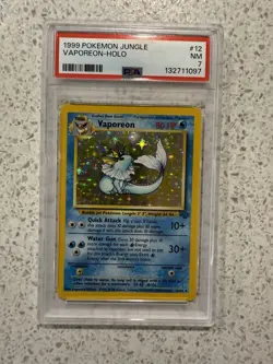 Pokemon TCG Vaporeon Holo Card Jungle 12/64 Unlimited PSA 7 - Image 1