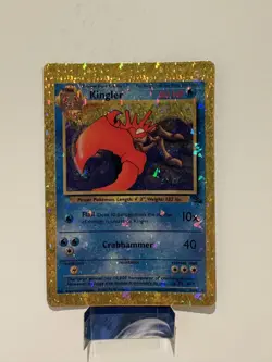Kingler 38/62 Fossil Set Vending Sticker Holo Prism Pokemon Card - Image 1