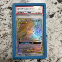 Pokemon Greninja & Zoroark Tag Team GX #222 Secret Rare PSA 10 Unbroken Bonds - Image 1