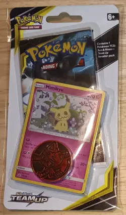 POKEMON TCG TEAM UP MIMIKYU SM163 BLACK STAR PROMO CHECKLANE BLISTER SEALED - Image 1