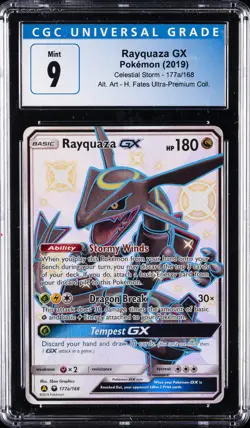 2018 POKEMON SUN & MOON CELESTIAL STORM #177A FULL ART/RAYQUAZA GX CGC 9 - Image 1