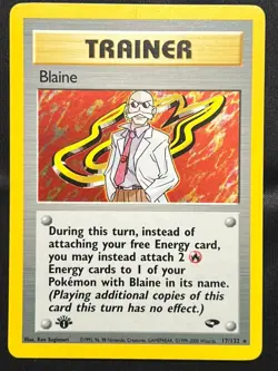 2000 POKEMON GYM CHALLENGE 1ST EDITION 17/132 BLAINE HOLO NM - Image 1