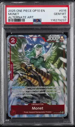 2025 ONE PIECE OP10-ROYAL BLOOD ALTERNATE ART #016 MONET PSA 10 - Image 1