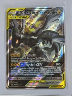 Pokeman Pikachu & Zekrom GX Black Star Promo TCG Card Full Art SM168 - Image 3