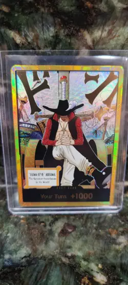 DON!! Card Dracule Mihawk Gold The Azure Sea's Seven Foil One-Piece CCG TCG - Image 1