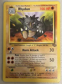 Pokemon TCG RHYDON - Jungle Set - 45/64 - Uncommon Pokemon Card - Unlimited - Image 1