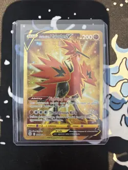Pokemon Galarian Zapdos v TCG Card 182/172 Brilliant Stars Gold Secret Rare - Image 1