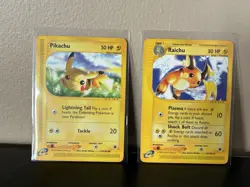 Raichu & Pikachu - Expedition 061/165 and 124/165 Rare e-Reader Pokemon Card LP - Image 1