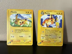Raichu & Pikachu - Expedition 061/165 and 124/165 Rare e-Reader Pokemon Card LP - Image 2