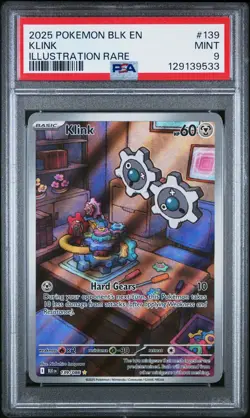 2025 POKEMON BLK EN-BLACK BOLT ILLUSTRATION RARE #139 KLINK PSA 9 - Image 1