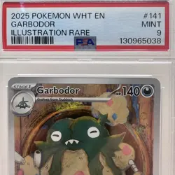 2025 POKEMON WHT EN-WHITE FLARE ILLUSTRATION RARE #141 GARBODOR - PSA 9 MINT - Image 2
