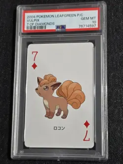 Pokemon 2004 Vulpix 7 Of Diamonds LeafGreen Playing Card Japanese PSA 9 - Image 1