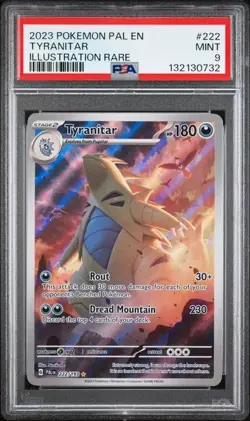 2023 POKEMON PAL EN-PALDEA EVOLVED ILLUSTRATION RARE #222 TYRANITAR PSA 9 - Image 1