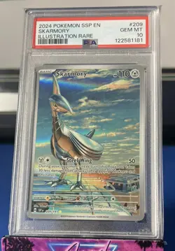 Skarmory Illustration Rare Pokemon Ssp En-Surging Sparks 209/191 PSA 10 - Image 1