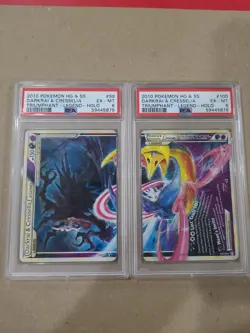 Pokemon HG&SS Darkrai & Cressalia Triumphant-Legend Holo #100 and #99 EX MT 6 - Image 1