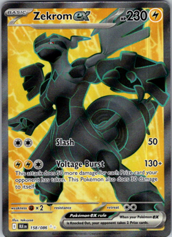 Pokemon TCG Zekrom ex Black Bolt Full Art Ultra Rare 158/086 NM - Image 1
