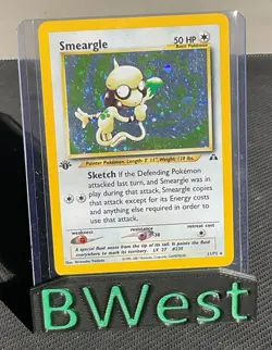 Smeargle LP 1st Edition Holo Swirl 11 Neo Discovery Fart Holo Rare Pokemon TCG - Image 1