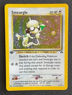 Smeargle LP 1st Edition Holo Swirl 11 Neo Discovery Fart Holo Rare Pokemon TCG - Image 2
