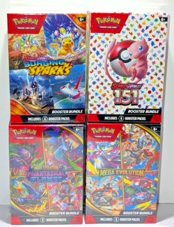 Pokemon Lot: 4 Booster Bundles SEALED - 151 BUNDLE , MEGA, PHANTASMAL, SURGING - Image 1