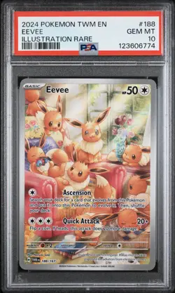2024 POKEMON TWM EN-TWILIGHT MASQUERADE ILLUSTRATION RARE #188 EEVEE PSA 10 - Image 1