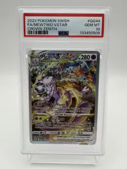 PSA 10 GEM MINT 2023 Pokemon Mewtwo VSTAR GG44 Crown Zenith Alt Art - Image 1
