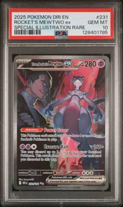 Pokemon 2025 Team Rockets Mewtwo ex 231/182 SIR Destined Rivals PSA 10 - Image 1