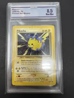 Pokemon 2000 Neo Genesis 70/111 Pikachu CC&G 8.5 Unlimited TCG Vintage - Image 1