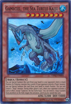 YUGIOH GAMECIEL, THE SEA TURTLE KAIJU SUPER RARE OP02-EN004 NEAR MINT - Image 1