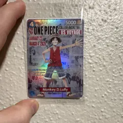 Bandai One Piece Card Game Monkey.D.Luffy US Voyage Holo Gonzaga - Image 1