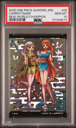 2020 One Piece Wafers JPN Carrot / Nami New World Champion PSA 10 Pop 22 - Image 1