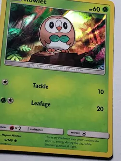 EXCLUSIVE HOLO Rowlet 9/149 PL - VARIANT - Sun Moon Pokemon Card - Image 2